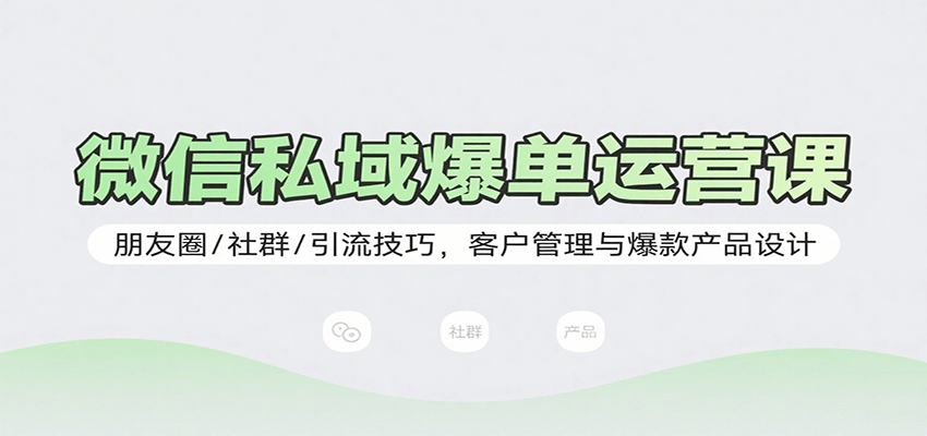 微信私域爆单运营课：朋友圈/社群/引流技巧，客户管理与爆款产品设计-副业宝典