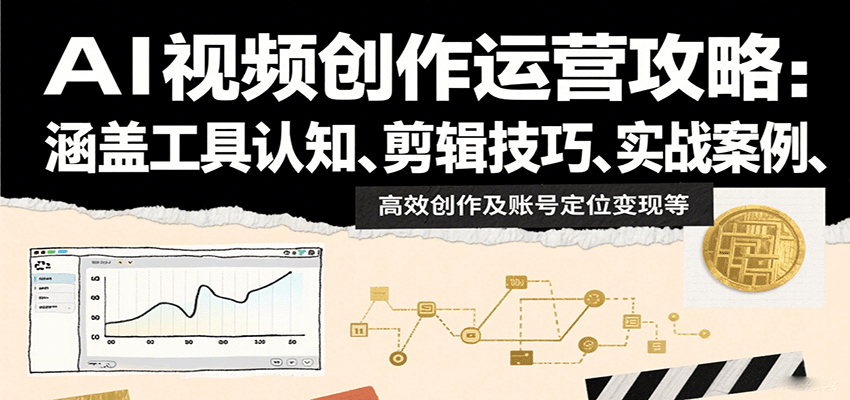 AI视频创作运营攻略：涵盖工具认知、剪辑技巧、实战案例、高效创作及账号定位变现等-副业宝典