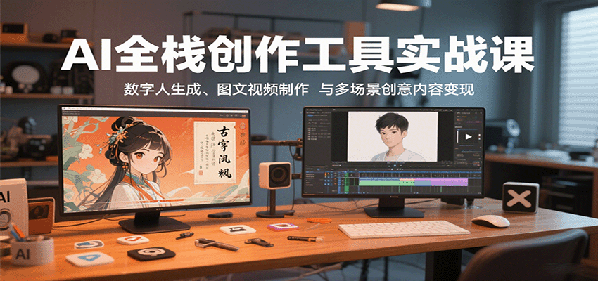 AI全栈创作工具实战课：数字人生成、图文视频制作与多场景创意内容变现-副业宝典