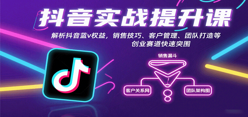 抖音实战提升课：解析抖音蓝v权益，销售技巧、客户管理、团队打造等创业赛道快速突围-副业宝典