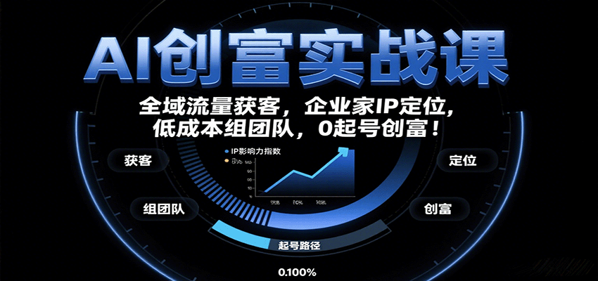AI创富实战课：企业家IP定位，全域流量获客，低成本组团队，0起号创富！-副业宝典