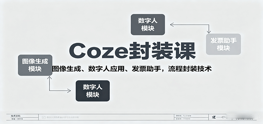 Coze封装课，图像生成、数字人应用、发票助手，流程封装技术-副业宝典