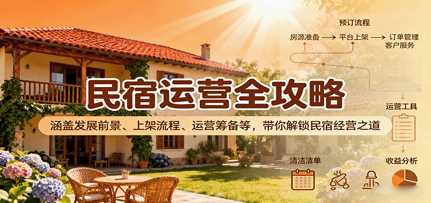 民宿运营全攻略：涵盖发展前景、上架流程、运营筹备等，带你解锁民宿经营之道-副业宝典