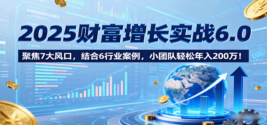 2025财富增长实战6.0，聚焦7大风口，结合6行业案例，小团队轻松年入200万！-副业宝典