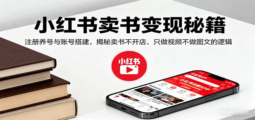 小红书卖书变现秘籍，注册养号与账号搭建，揭秘卖书不开店、只做视频不做图文的逻辑-副业宝典