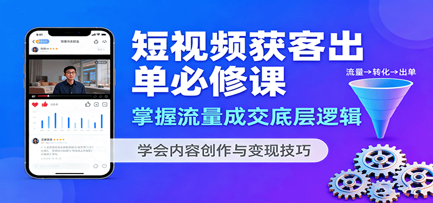 短视频获客出单必修课：掌握流量成交底层逻辑，学会内容创作与变现技巧-副业宝典
