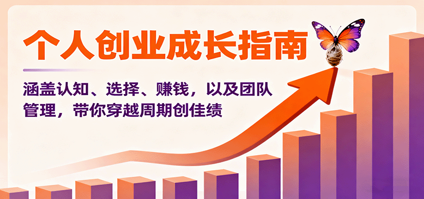 个人创业成长指南：涵盖认知、选择、赚钱，以及团队管理，带你穿越周期创佳绩-副业宝典