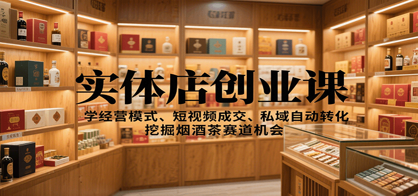 实体店创业课：学经营模式、短视频成交、私域自动转化，挖掘烟酒茶赛道机会-副业宝典