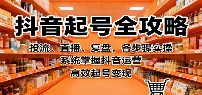 抖音起号全攻略，投流、直播、复盘，各步骤实操，系统掌握抖音运营，高效起号变现-副业宝典