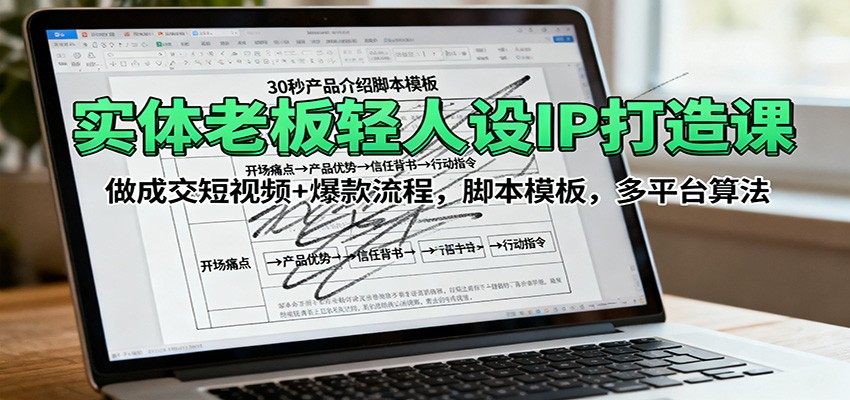 实体老板轻人设IP打造课：做成交短视频+爆款流程，脚本模板，多平台算法-副业宝典