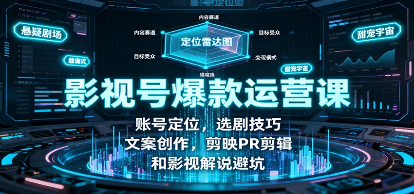 影视号爆款运营课：账号定位，选剧技巧，文案创作，剪映PR剪辑和影视解说避坑-副业宝典