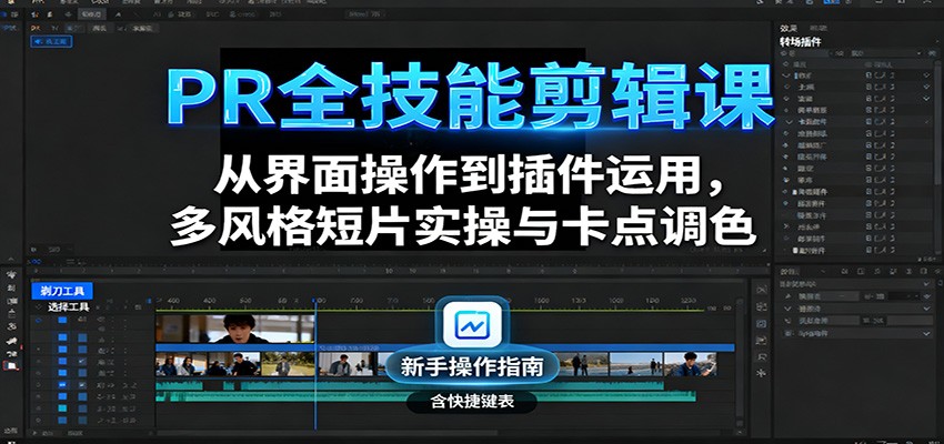 PR全技能剪辑课：从界面操作到插件运用，多风格短片实操与卡点调色-副业宝典