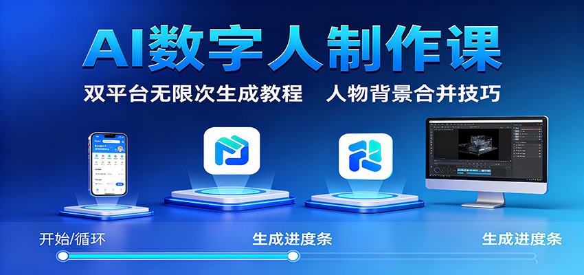 AI数字人制作课：双平台无限次生成教程，人物背景合并技巧-副业宝典