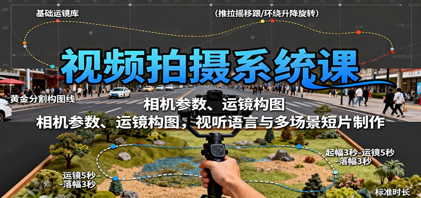 视频拍摄系统课：相机参数、运镜构图，视听语言与多场景短片制作-副业宝典