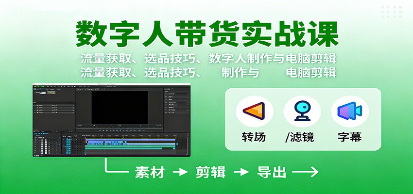 数字人变现实战课：流量获取、选品技巧、数字人制作与电脑剪辑-副业宝典