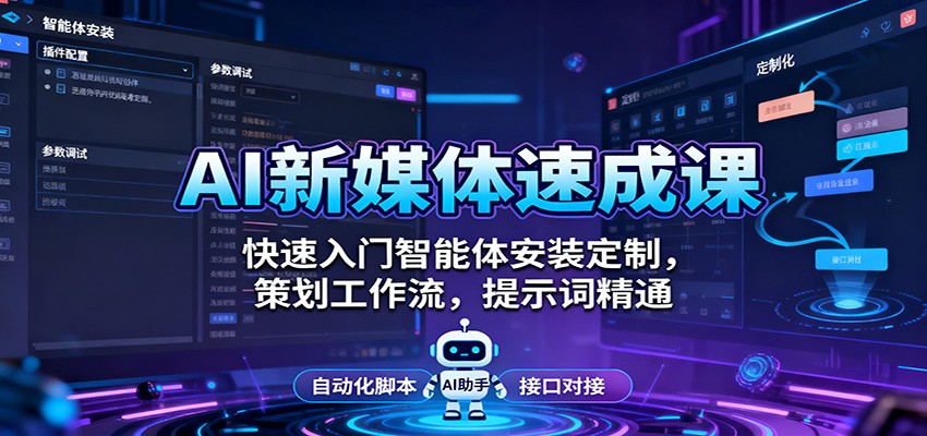AI新媒体速成课：快速入门智能体安装定制，策划工作流，提示词精通-副业宝典