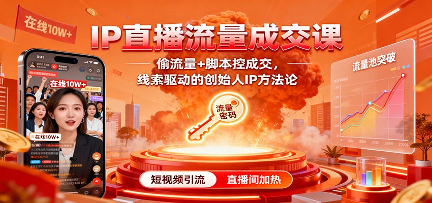 IP直播流量成交课：偷流量+脚本控成交，线索驱动的创始人IP方法论-副业宝典