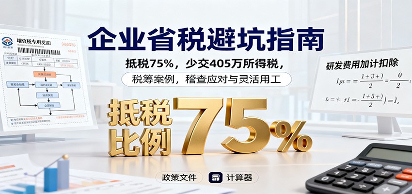 企业省税避坑指南：抵税75%，少交405万所得税，税筹案例，稽查应对与灵活用工-副业宝典
