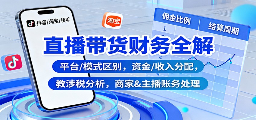 直播带货财务全解：平台/模式区别，资金/收入分配，涉税分析，商家&主播账务处理-副业宝典