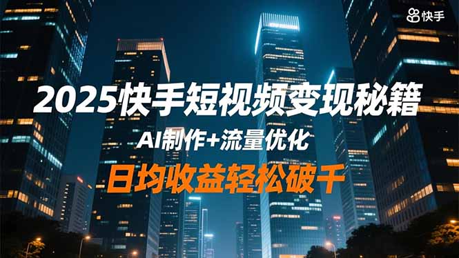 2025快手短视频变现秘籍，AI制作+流量优化，日均收益轻松破千-副业宝典