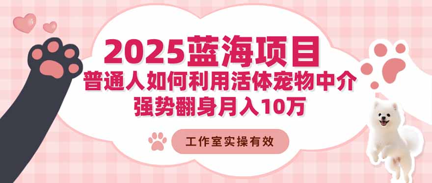 2025蓝海项目：普通人如何利用活体宠物中介，强势翻身月入10万-副业宝典