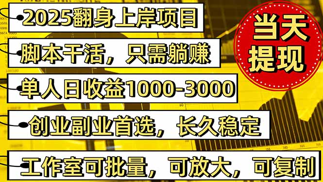 2025翻身上岸项目脚本干活，内部客户经理内部开号，单人日收益1000-300…-副业宝典