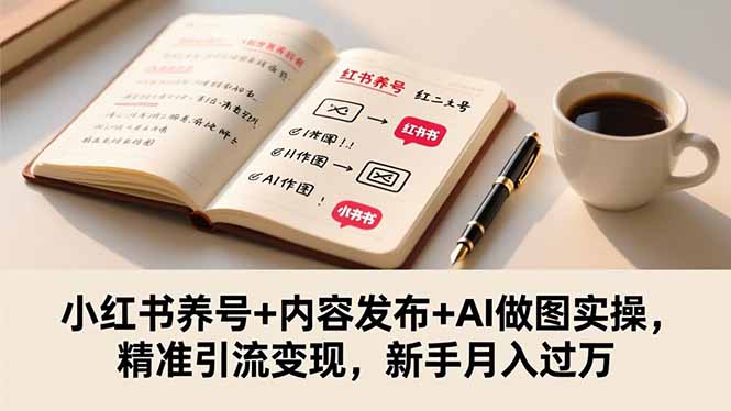 小红书养号+内容发布+AI做图实操，精准引流变现，新手月入过万-副业宝典