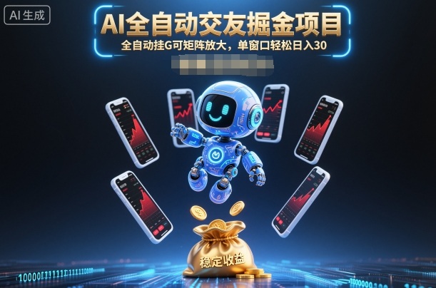 AI全自动交友掘金项目，全自动挂G可矩阵放大，单窗口轻松日入30+【揭秘】-副业宝典