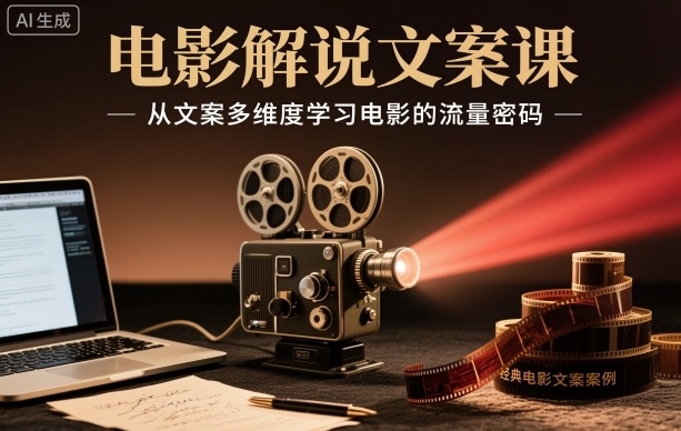 电影解说文案课，从文案多维度学习电影的流量密码-副业宝典
