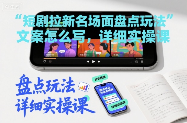 短剧拉新名场面盘点玩法文案怎么写，详细实操课-副业宝典