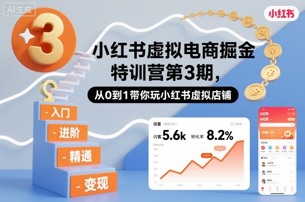 小红书虚拟电商掘金特训营第3期，从0到1带你玩小红书虚拟店铺-副业宝典