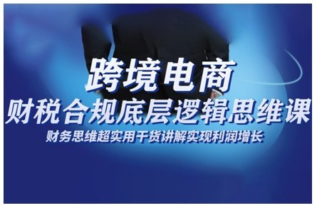 跨境电商财稅合规底层逻辑思维课，财务思维超实用于货讲解实现利润增长-副业宝典