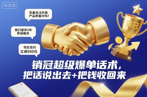 销冠超级爆单话术，把话说出去+把钱收回来-副业宝典