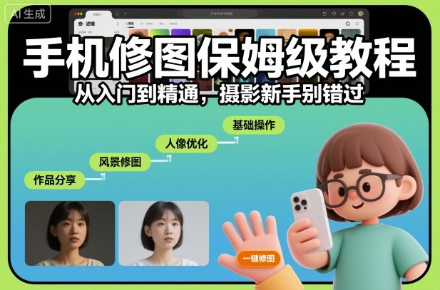手机修图保姆级教程，从入门到精通，摄影新手别错过-副业宝典