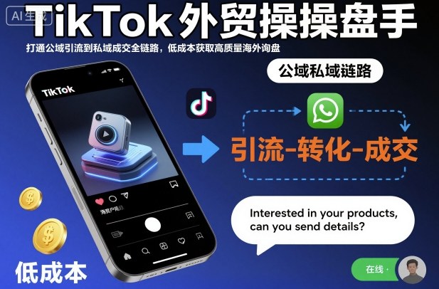 TikTok外贸操盘手，打通公域引流到私域成交全链路，低成本获取高质量海外询盘-副业宝典