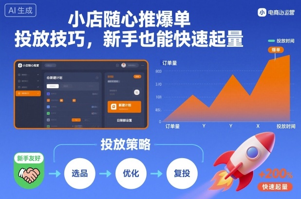 小店随心推爆单投放技巧，新手也能快速起量-副业宝典