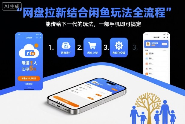 网盘拉新结合闲鱼玩法全流程，能传给下一代的玩法，一部手机即可搞定(附入口渠道以及实操教程)-副业宝典