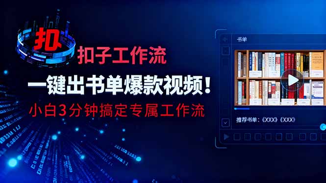 利用扣子工作流一键生成书单爆款视频，小白三分钟搞定专属工作流-副业宝典