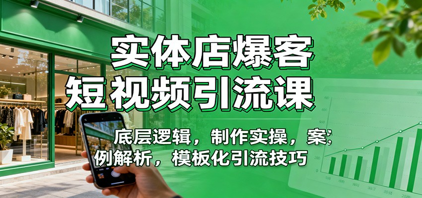 实体店爆客短视频引流课：底层逻辑，制作实操，案例解析，模板化引流技巧-副业宝典