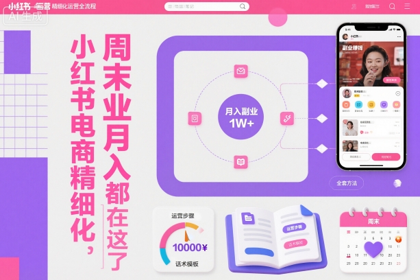 小红书电商精细化运营全流程，周末副业月入1W+，全套方法都在这了-副业宝典