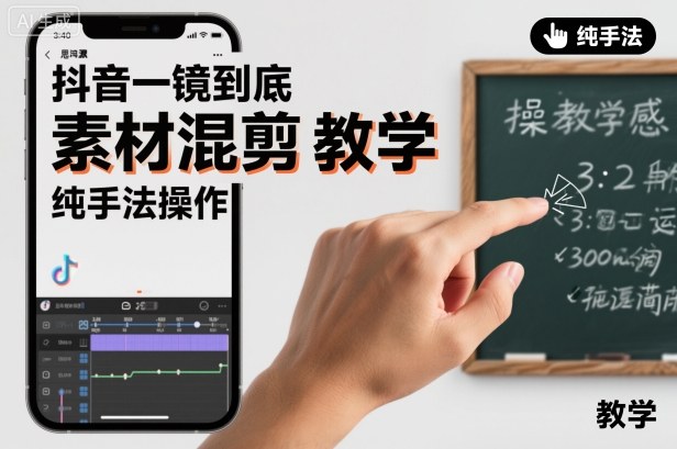 抖音一镜到底素材混剪教学，纯手法操作-副业宝典