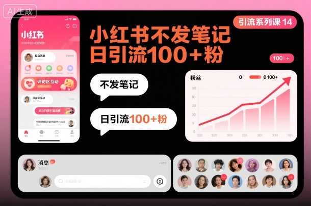 引流系列课14：小红书不发笔记日引流100+粉-副业宝典