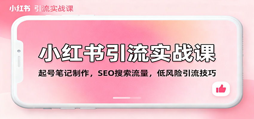 小红书引流实战课：起号笔记制作，SEO搜索流量，低风险引流技巧-副业宝典