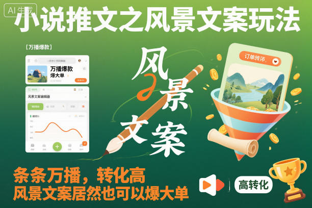 小说推文之风景文案玩法，条条万播，转化高，风景文案居然也可以爆大单！-副业宝典