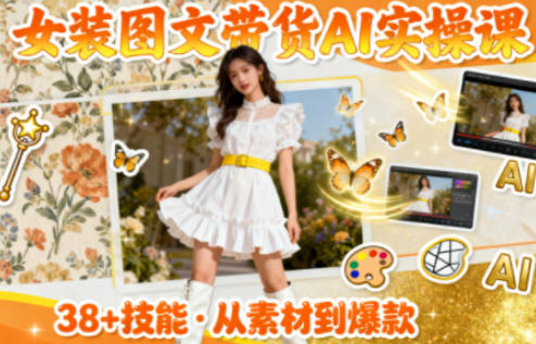女装图文带货的AI实操课，覆盖38个实用技能，快速提升素材制作效率-副业宝典