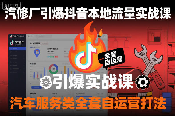 汽修厂引爆抖音本地流量实战课，汽车服务类全套自运营打法-副业宝典