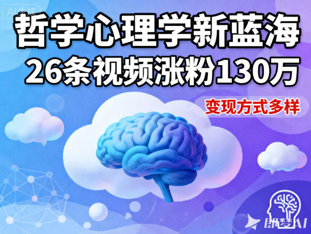 短视频新蓝海，哲学心理学赛道，26条视频涨粉130W，变现方式多样-副业宝典
