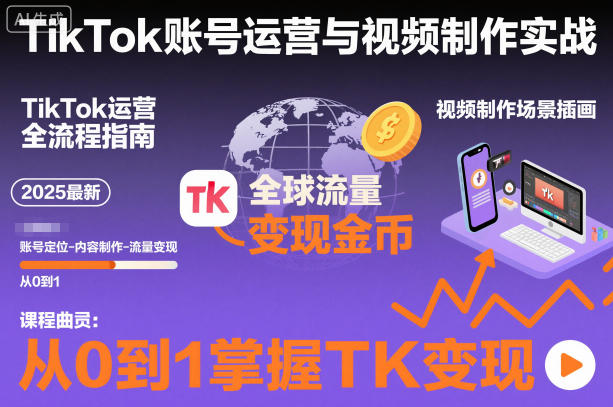 2025最新TikTok账号运营与视频制作实战全流程，从0到1掌握TK变现(含11月最新TK搬运技术)-副业宝典