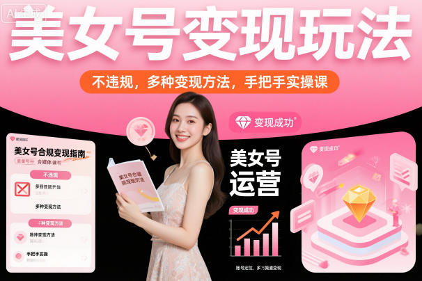 美女号变现玩法，不违规，多种变现方法，手把手实操课-副业宝典