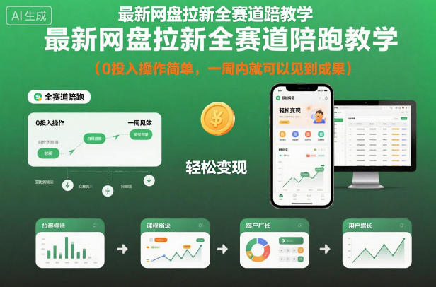 最新网盘拉新全赛道陪跑教学，0投入操作简单，一周内就可以见到成果-副业宝典